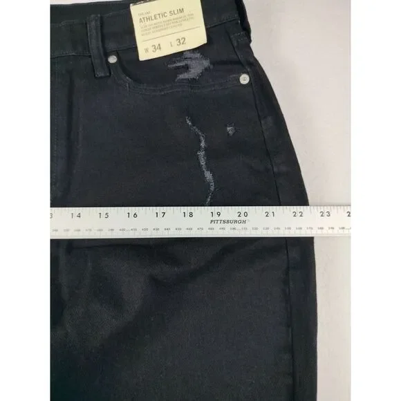 Abercrombie & Fitch Jeans Mens 34 Black‎ Athletic Slim Distressed Slow Fashion